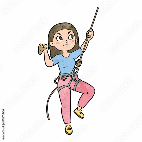 Illustration of a Young Woman Rock Climbing