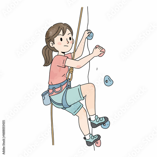 Illustration of a Young Woman Rock Climbing