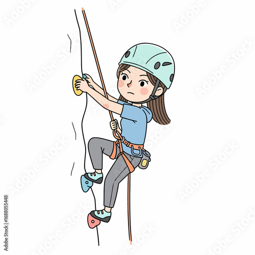 Illustration of a Young Woman Rock Climbing