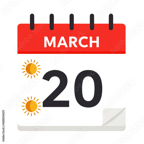 March 20 Calendar Icon for Spring Equinox.