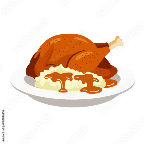 Roasted Turkey Dinner with Mashed Potatoes and Gravy.