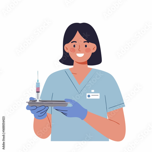 Healthcare professional preparing a vaccine injection, illustrating the concept of medical treatment, immunization, and public health care