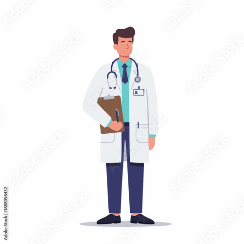 Doctor with a Clipboard Healthcare Professional Illustration for Medical and Healthcare Websites
