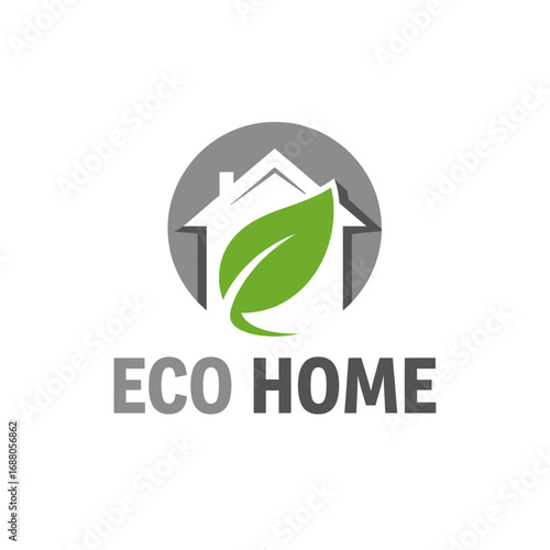 Home eco house building green modern, logo design illustration