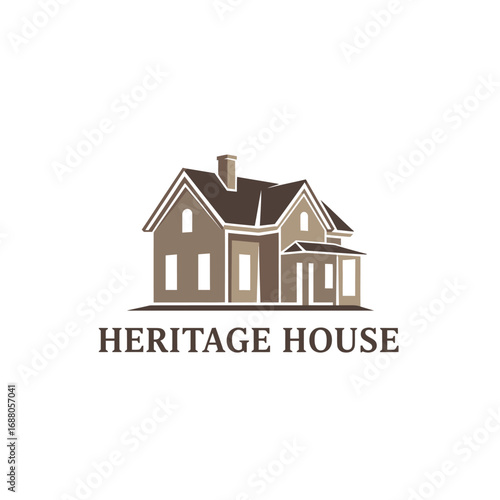 Heritage house architecture building history, logo design illustration