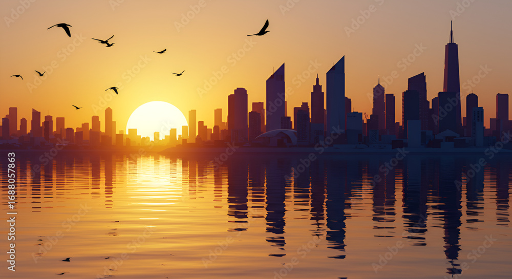 Fototapeta premium sunset over the city