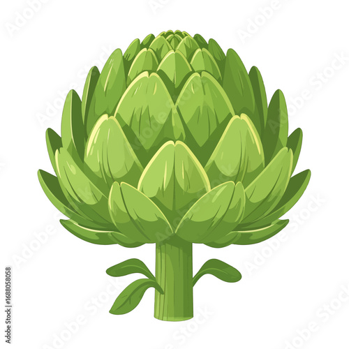 Isolated Light Green Artichoke Vegetable Detailed Pixel Art on White Background Still Life Design Perfect for Stock Images and Creative Projects