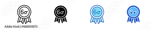 Six Sigma Badge  Icon Set Multiple Style Collection
