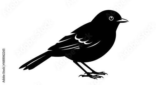Cute Little Bird Icon Simple Songbird Silhouette Glyph Vector