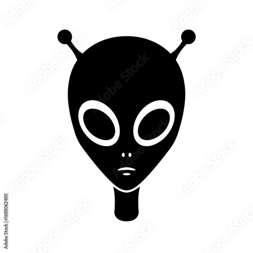 Classic Alien Head Icon Extraterrestrial Face Vector Silhouette