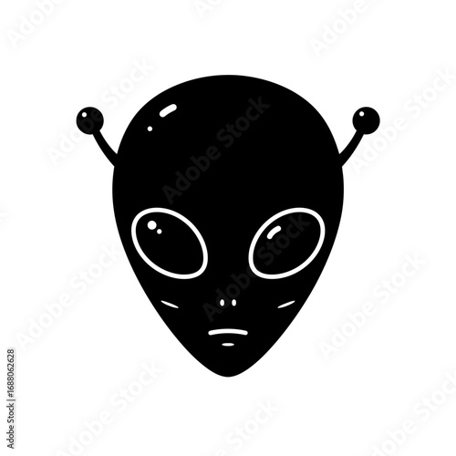 Classic Alien Head Icon Extraterrestrial Face Vector Silhouette