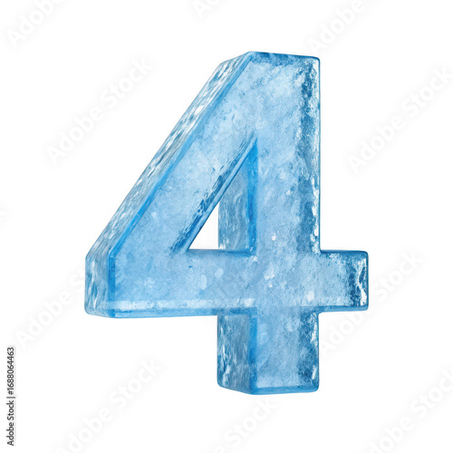 Ice number four isolated on transparent background