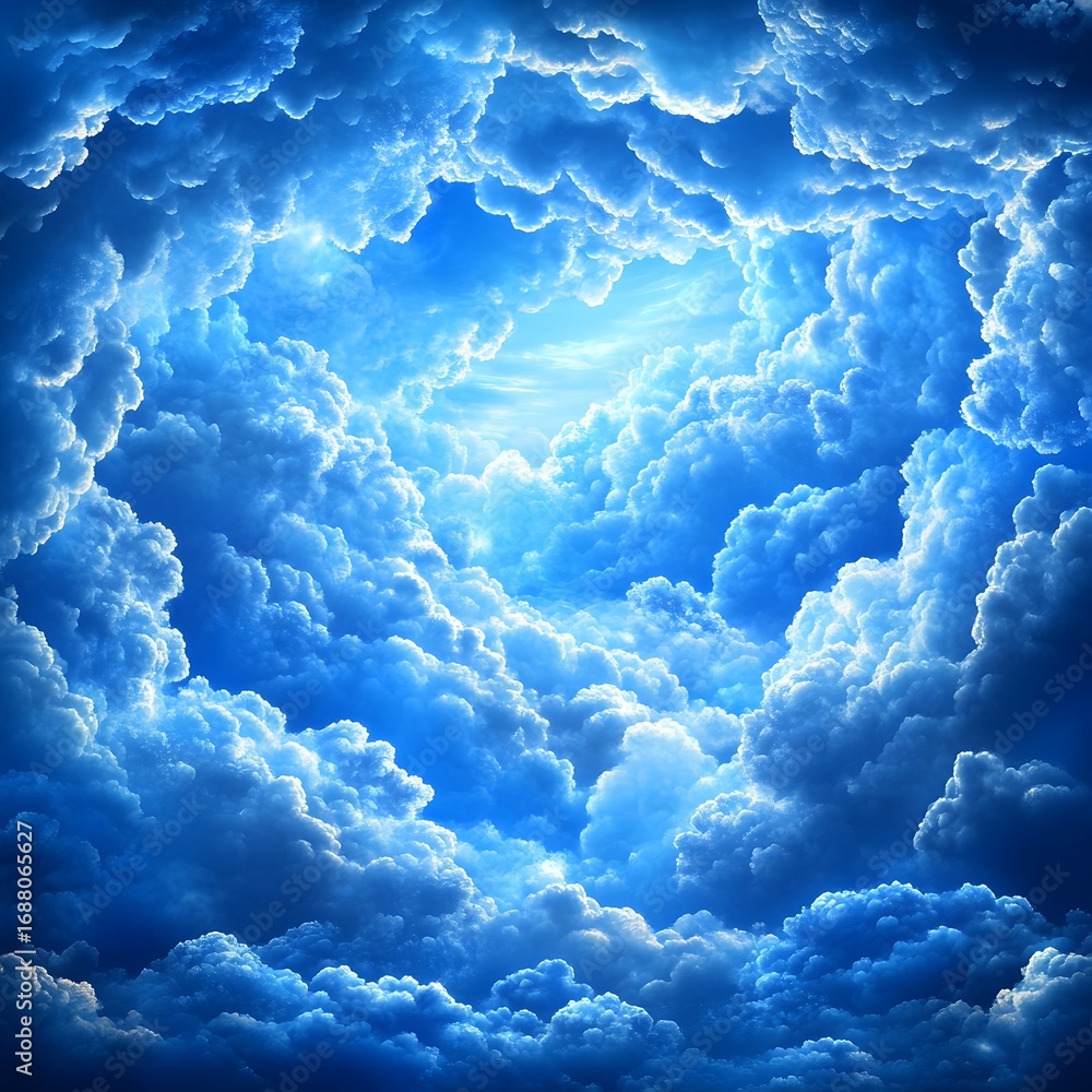 Naklejka premium Stunning Blue Sky Cloudscape Dramatic Heavenly Light