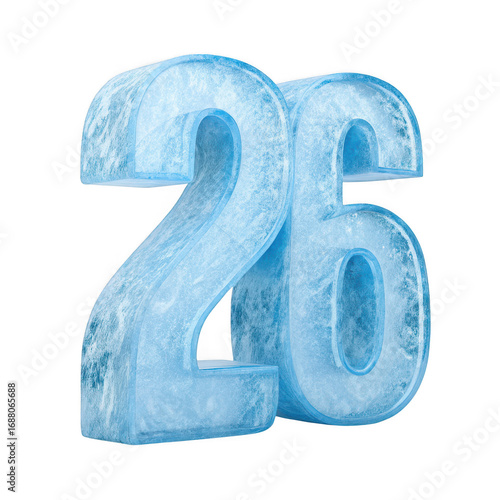 Icy number 26 isolated on transparent background