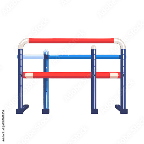 Low Angle Shot of Red White and Blue Sports Hurdle Equipment Isolated on White
