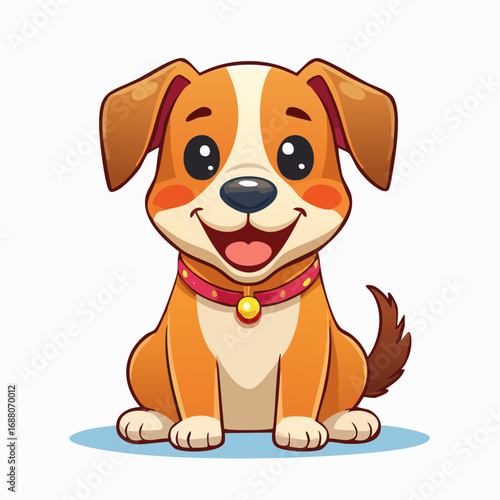 Playful Puppy's Portrait: An adorable cartoon puppy sits, radiating joy. Its cheerful expression and cute design evoke a sense of warmth and happiness.