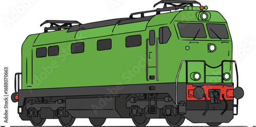 Vibrant green electric train illustration