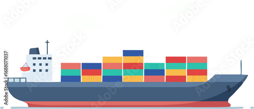 Cargo ship laden with vibrant containers