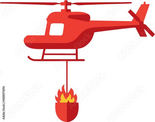 Firefighting chopper airlifts burning bucket