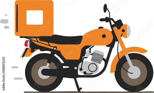 Orange delivery scooter hurries to destination