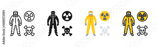 Chemical Hazard Suit Icon Pack In Multiple Styles