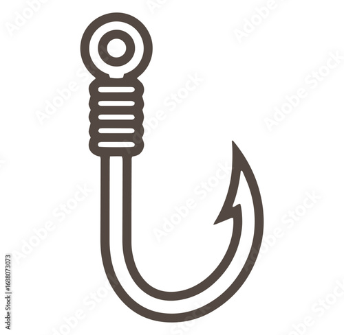 Simple illustration of a fishing hook vector design for outdoors and angling concepts