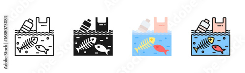 Plastic Pollution Icon Pack In Multiple Styles