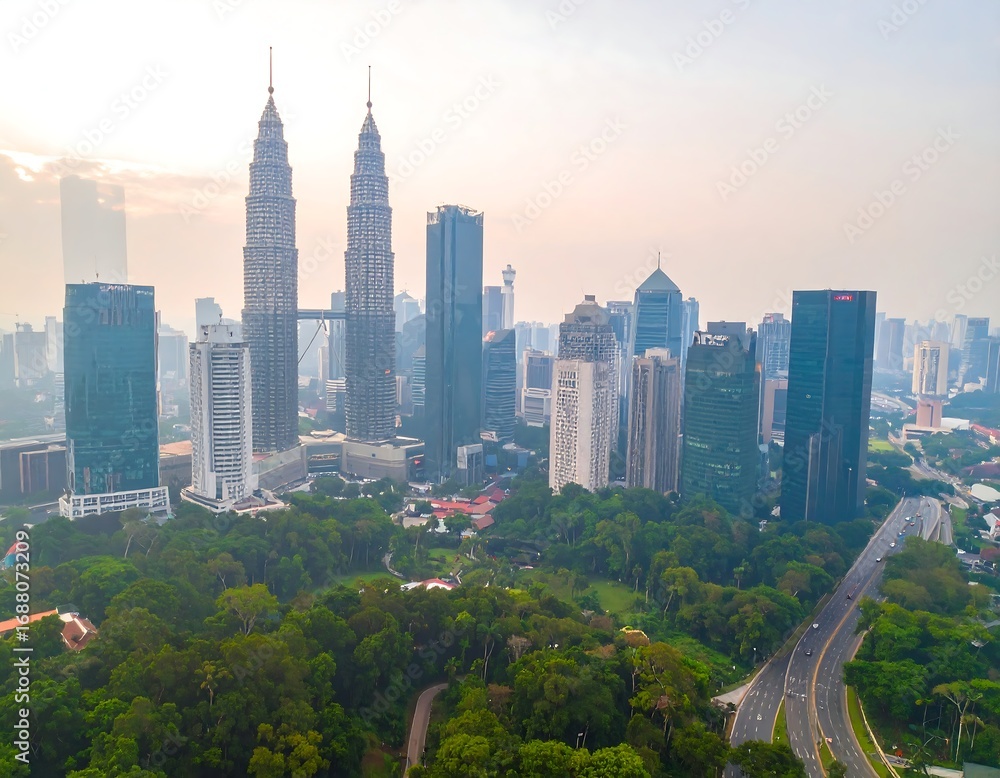 Obraz premium Kuala Lumpur Skyline Sunrise View