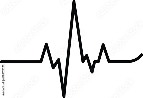 Heartbeat ECG vector illustration, medical line art, cardiology symbol, health monitor trace, stylized sketch, black silhouette, isolated design, life concept
