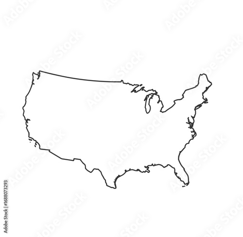 Simple outline map of the united states of america in a clean minimalist style