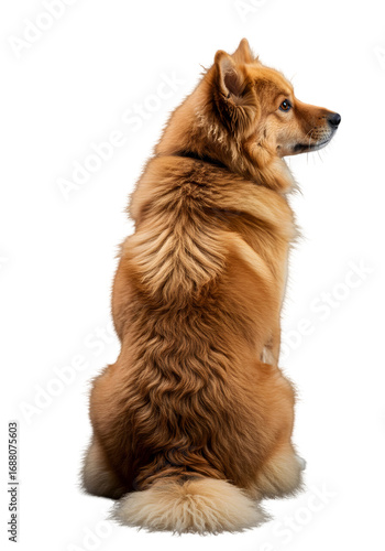 Isolated Golden Brown Dog Profile Sitting Against a Transparent Background Photo