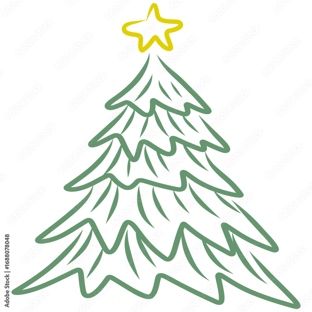 Obraz premium Christmas Tree Doodle Drawing Icon Illustration