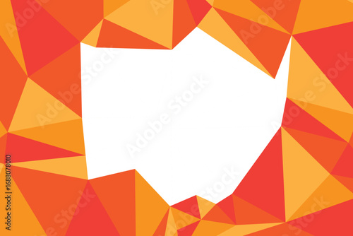 Vector polygonal frame design composed of multiple triangles, featuring elegant gradient orange color tones, creating modern abstract border with sharp geometric balance.