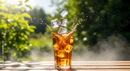 Refreshing Iced Tea Splash on a Sunny Day