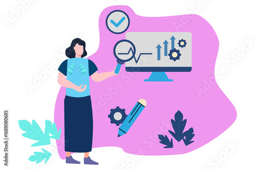 Flat illustration of a businessman presenting an action plan