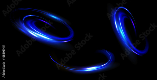 Blue neon ring. Glowing circle. Glow effect. Round light frame. abstract light lines of movement and speedAbstract light lines of movement and speed. light blue ellipse.