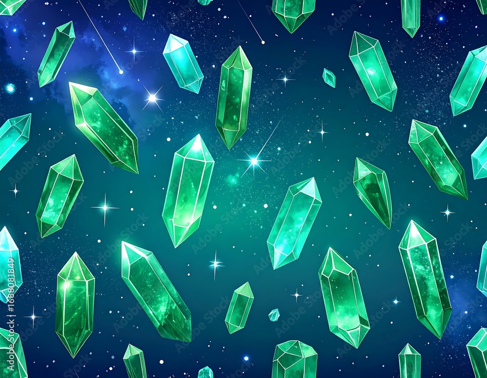 Emerald crystals in space (2)