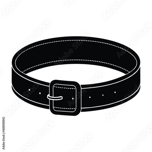 Vector art of elegant black leather belt, a timeless accessory for fashion and function, perfect for cinching waists and adding style to any outfit