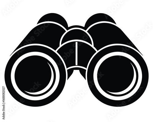 Vector art of a black and white vector illustration of binoculars, , suitable for representing surveillance, exploration, and longdistance viewing