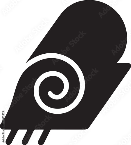 Stylized black and white image of a rolled up sheet or tarp