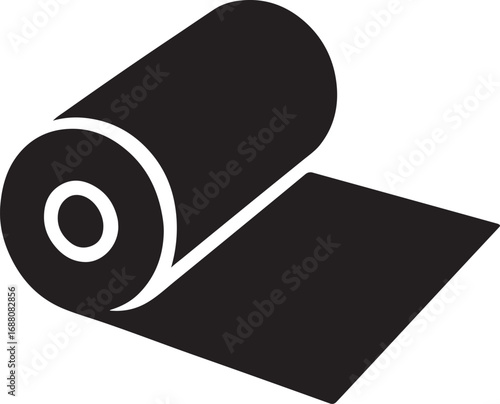 Stylized black and white image of a rolled up sheet or tarp