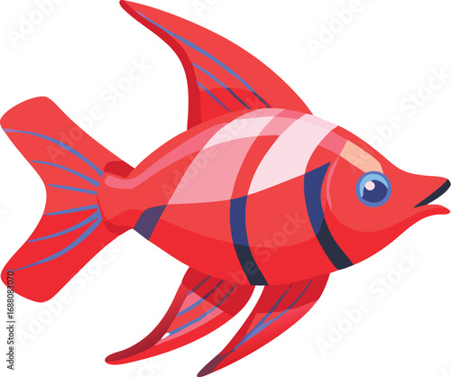 An icon of a cardinal fish with a bright red color, representing vibrancy, marine life, and tropical beauty. Ideal for aquariums, nature, and water-related projects.