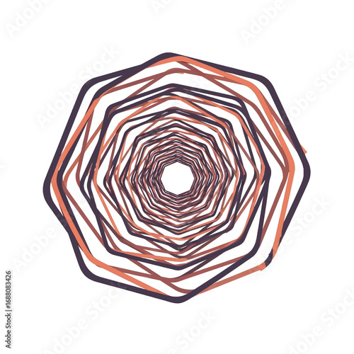 Wallpaper Mural Concentric Octagon Tunnel Illusion with Orange and Purple Lines on White Background Abstract Digital Artwork Graphic Design, Geometric Shapes, Clean Torontodigital.ca