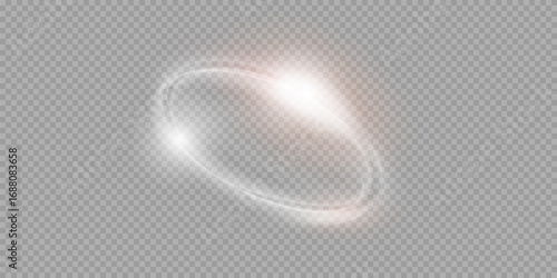 Circular flare transparent light effect. Abstract galaxy ellipse border. Luxury shining rotational glow line. Power energy glowing ring trace. Round shiny frame.