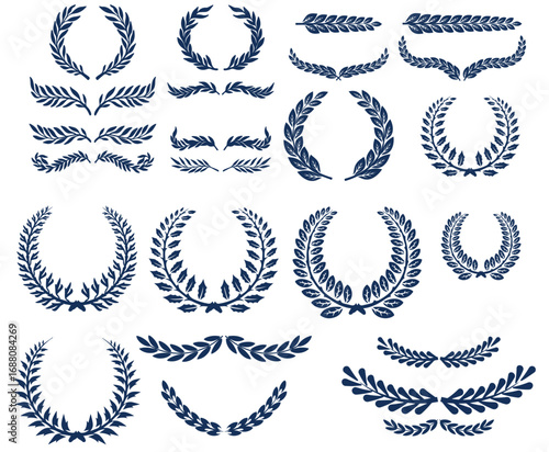 Greek wreath. Award round heraldic symbols graphic branch vector illustrations