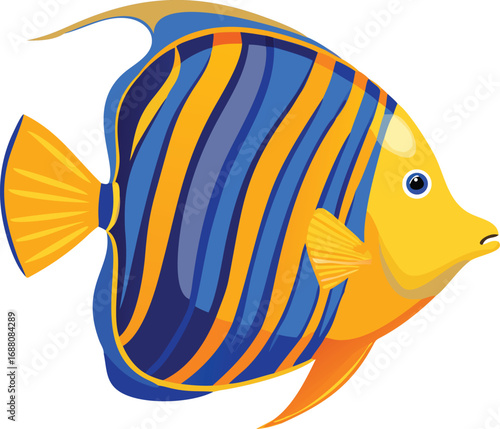 An icon of a king angelfish with regal stripes, representing royalty, elegance, and marine beauty. Perfect for aquariums, nature, or luxurious themes.