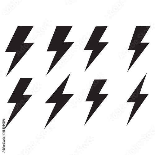 a set of Lightning bolt icon. Flash symbol, thunderbolt, blitz lightnings strike sign vector