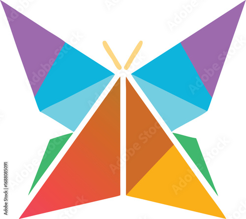 An icon of a pyramid butterfly with a triangular body, symbolizing unique shape, marine life, and tropical fish. Great for aquariums, nature, and artistic themes.