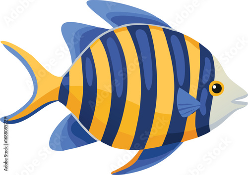 An icon of a sergeant major damselfish with stripes, symbolizing marine life, unique patterns, and tropical fish. Great for aquariums, nature, and water-related projects.