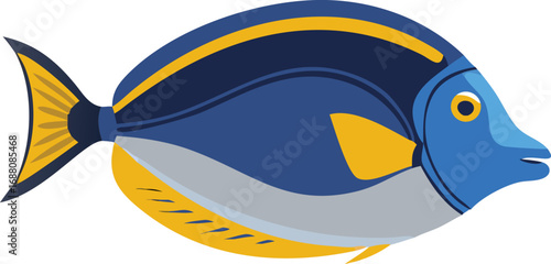 An icon of a surgeonfish with a razor-sharp tail, symbolizing marine life, unique features, and danger. Ideal for educational, nature, or scientific themes.